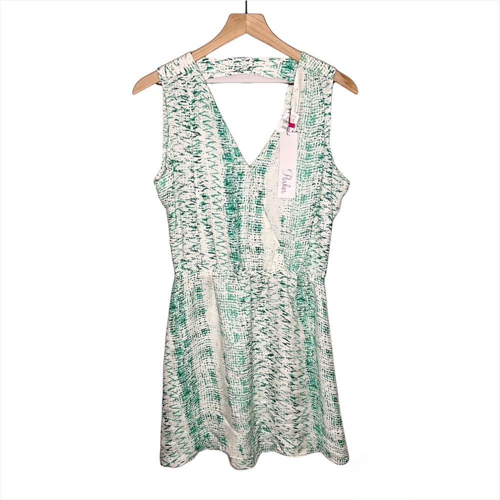 AUTHENTIC Parker 100% Silk Printed Sleeveless Surplice Ariana Dress